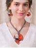 Fashion Flower Print Shell Necklace and Earrings Set Fashion Flower Print Shell Necklace and Earrings Set